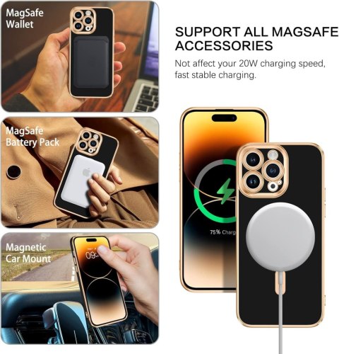 ETUI APPLE IPHONE 14 PRO MAX SILIKONOWY CZARNY ZŁOTY MAGSAFE A2894 A2651 ETUI APPLE IPHONE 14 PRO MAX SILIKONOWY CZARNY ZŁOTY MAGSAFE A2894 A2651