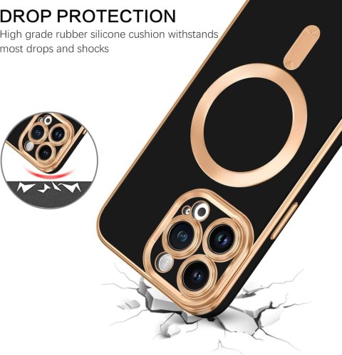 ETUI APPLE IPHONE 14 PRO MAX SILIKONOWY CZARNY ZŁOTY MAGSAFE A2894 A2651 ETUI APPLE IPHONE 14 PRO MAX SILIKONOWY CZARNY ZŁOTY MAGSAFE A2894 A2651