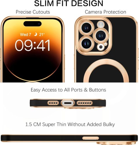 ETUI APPLE IPHONE 14 PRO MAX SILIKONOWY CZARNY ZŁOTY MAGSAFE A2894 A2651 ETUI APPLE IPHONE 14 PRO MAX SILIKONOWY CZARNY ZŁOTY MAGSAFE A2894 A2651