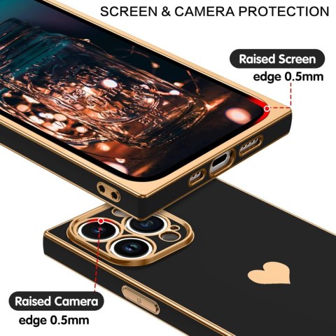 ETUI CASE APPLE IPHONE 12 PRO SILIKONOWE CZARNE ZŁOTE Z SERCEM A2341 A2406 ETUI CASE APPLE IPHONE 12 PRO SILIKONOWE CZARNE ZŁOTE Z SERCEM A2341 A2406