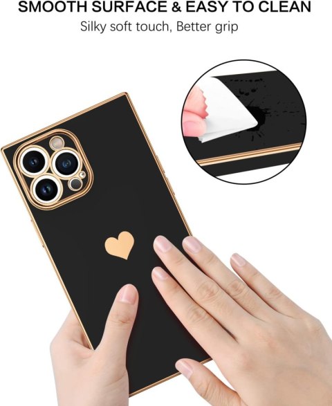 ETUI CASE APPLE IPHONE 12 PRO SILIKONOWE CZARNE ZŁOTE Z SERCEM A2341 A2406 ETUI CASE APPLE IPHONE 12 PRO SILIKONOWE CZARNE ZŁOTE Z SERCEM A2341 A2406