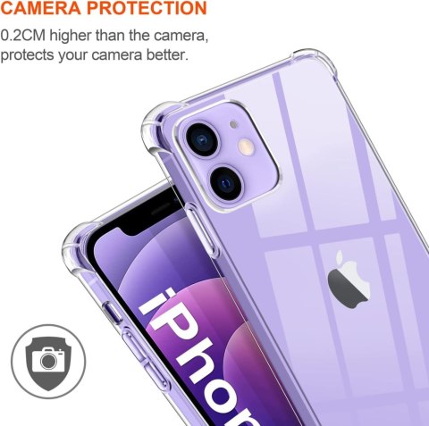 ETUI CASE APPLE IPHONE 12/12 PRO BEZBARWNE SILIKONOWE +3x SZKŁO HARTOWANE