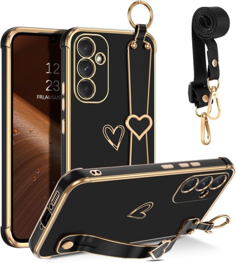 ETUI CASE SAMSUNG GALAXY A34 CZARNY ZŁOTA RAMKA +UCHWYT I SMYCZ ETUI CASE SAMSUNG GALAXY A34 CZARNY ZŁOTA RAMKA +UCHWYT I SMYCZ