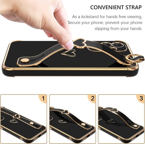 ETUI CASE SAMSUNG GALAXY A34 CZARNY ZŁOTA RAMKA +UCHWYT I SMYCZ ETUI CASE SAMSUNG GALAXY A34 CZARNY ZŁOTA RAMKA +UCHWYT I SMYCZ