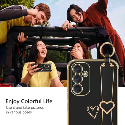 ETUI CASE SAMSUNG GALAXY A34 CZARNY ZŁOTA RAMKA +UCHWYT I SMYCZ ETUI CASE SAMSUNG GALAXY A34 CZARNY ZŁOTA RAMKA +UCHWYT I SMYCZ