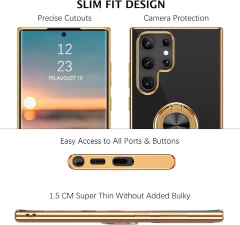 ETUI CASE SAMSUNG GALAXY S22 ULTRA CZARNY ZŁOTA RAMKA RING SM-S908B ETUI CASE SAMSUNG GALAXY S22 ULTRA CZARNY ZŁOTA RAMKA RING SM-S908B