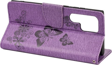 ETUI Z KLAPKĄ SAMSUNG GALAXY S22 ULTRA 5G FIOLETOWY MOTYLE SM-S908B