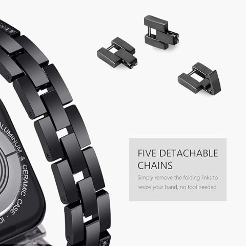 PASEK DO ZEGARKA APPLE WATCH 9/8/7/6/5/4/3/2/1 41/40/38mm CZARNY BŁYSK PASEK DO ZEGARKA APPLE WATCH 9/8/7/6/5/4/3/2/1 41/40/38mm CZARNY BŁYSK