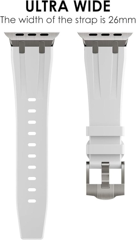 PASEK DO ZEGARKA APPLE WATCH 9/8/7/6/5/4/3/2/1 42/44/45/49mm BIAŁY SILIKON PASEK DO ZEGARKA APPLE WATCH 9/8/7/6/5/4/3/2/1 42/44/45/49mm BIAŁY SILIKON