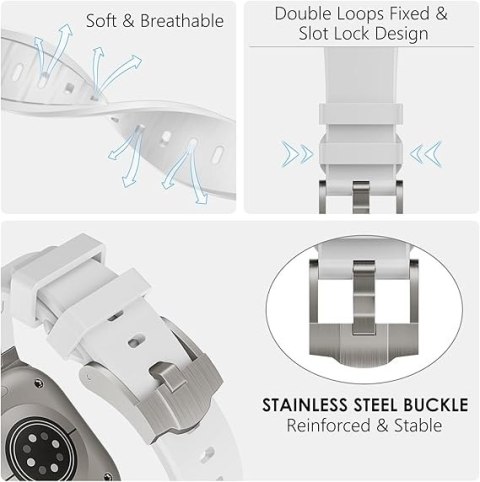 PASEK DO ZEGARKA APPLE WATCH 9/8/7/6/5/4/3/2/1 42/44/45/49mm BIAŁY SILIKON PASEK DO ZEGARKA APPLE WATCH 9/8/7/6/5/4/3/2/1 42/44/45/49mm BIAŁY SILIKON