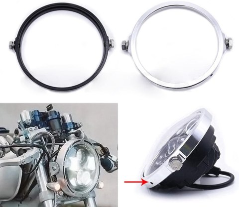 PIERŚCIEŃ WYKOŃCZENIOWY REFLEKTORA MOTOCYKL ALUMINIOWA OBUDOWA 7" PIERŚCIEŃ WYKOŃCZENIOWY REFLEKTORA MOTOCYKL ALUMINIOWA OBUDOWA 7"