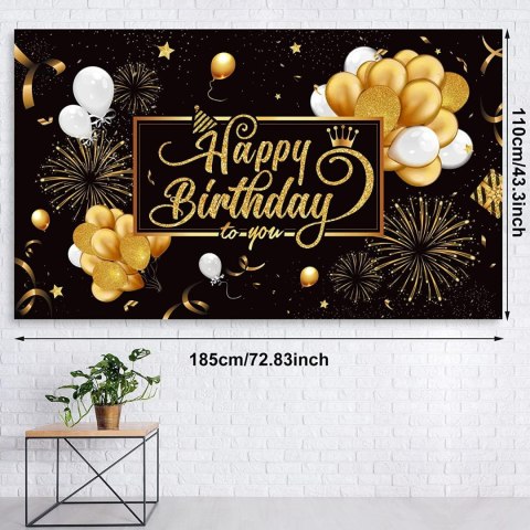 ZESTAW BALONÓW NA URODZINY CZARNY ZŁOTY BIAŁY KONFETTI +TŁO BANNER 185x110 ZESTAW BALONÓW NA URODZINY CZARNY ZŁOTY BIAŁY KONFETTI +TŁO BANNER 185x110