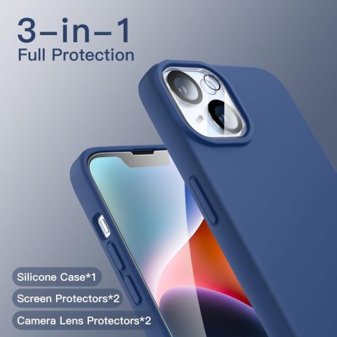 ZESTAW ETUI GRANATOWE +2x SZKŁO HARTOWANE I NA APARAT APPLE IPHONE 14 Plus ZESTAW ETUI GRANATOWE +2x SZKŁO HARTOWANE I NA APARAT APPLE IPHONE 14 Plus