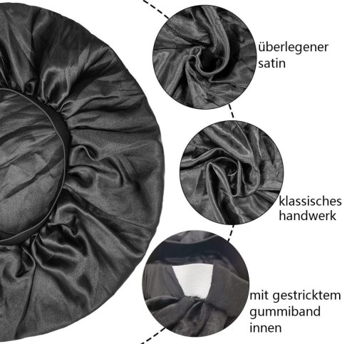 2x CZEPEK SATYNOWY DO WŁOSÓW NA NOC TURBAN CZARNY I W KWIATY 2x CZEPEK SATYNOWY DO WŁOSÓW NA NOC TURBAN CZARNY I W KWIATY