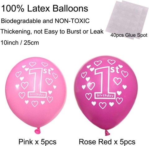 BALONY DEKORACJA NA 1. URODZINY DZIEWCZYNKI RÓŻOWE BABY GIRL ZESTAW 17szt BALONY DEKORACJA NA 1. URODZINY DZIEWCZYNKI RÓŻOWE BABY GIRL ZESTAW 17szt