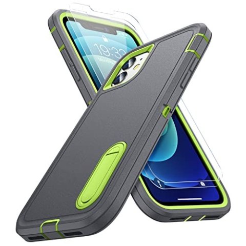 ETUI +2x SZKŁO HARTOWANE APPLE IPHONE 12/12 PRO SZARE PODSTAWKA ETUI +2x SZKŁO HARTOWANE APPLE IPHONE 12/12 PRO SZARE PODSTAWKA