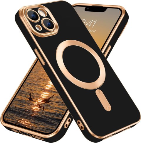 ETUI APPLE IPHONE 13 CZARNE ZŁOTE SILIKONOWE MAGSAFE ETUI APPLE IPHONE 13 CZARNE ZŁOTE SILIKONOWE MAGSAFE