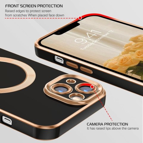 ETUI APPLE IPHONE 13 CZARNE ZŁOTE SILIKONOWE MAGSAFE ETUI APPLE IPHONE 13 CZARNE ZŁOTE SILIKONOWE MAGSAFE