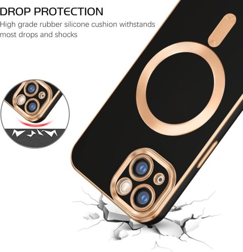ETUI APPLE IPHONE 13 CZARNE ZŁOTE SILIKONOWE MAGSAFE ETUI APPLE IPHONE 13 CZARNE ZŁOTE SILIKONOWE MAGSAFE