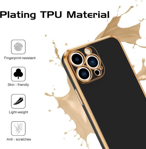 ETUI APPLE IPHONE 13 PRO MAX SILIKONOWE CZARNE ZŁOTE UCHWYT