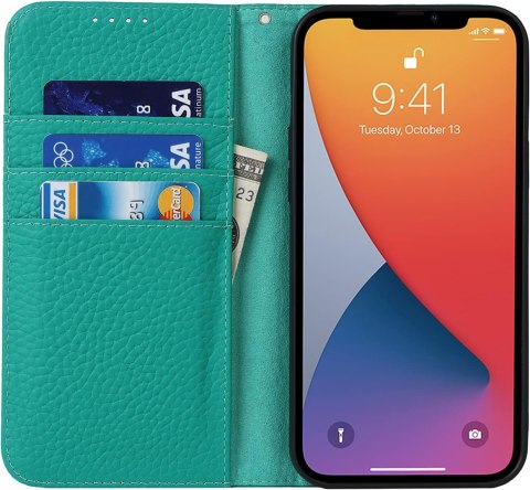 ETUI Z KLAPKĄ APPLE IPHONE 13 PRO ZIELONE EKOSKÓRA +MIEJSCE NA KARTY ETUI Z KLAPKĄ APPLE IPHONE 13 PRO ZIELONE EKOSKÓRA +MIEJSCE NA KARTY