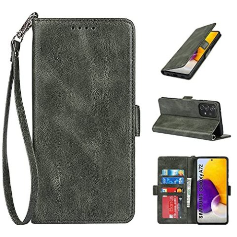 ETUI Z KLAPKĄ SAMSUNG GALAXY A72 5G EKOSKÓRA ZIELONE +OPASKA NA RĘKĘ ETUI Z KLAPKĄ SAMSUNG GALAXY A72 5G EKOSKÓRA ZIELONE +OPASKA NA RĘKĘ