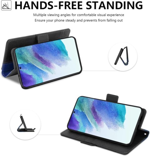 ETUI Z KLAPKĄ SAMSUNG GALAXY S21 FE 5G CZARNY NIEBIESKI MIEJSCE NA KARTY ETUI Z KLAPKĄ SAMSUNG GALAXY S21 FE 5G CZARNY NIEBIESKI MIEJSCE NA KARTY