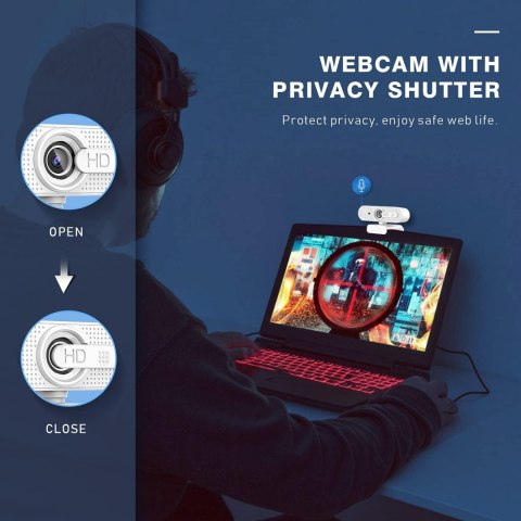 KAMERA INTERNETOWA KOMPUTEROWA ASHU USB 1080P BIAŁA AUTOFOKUS MIKROFON KAMERA INTERNETOWA KOMPUTEROWA ASHU USB 1080P BIAŁA AUTOFOKUS MIKROFON