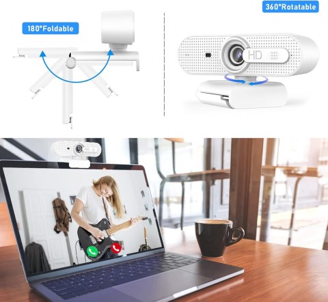 KAMERA INTERNETOWA KOMPUTEROWA ASHU USB 1080P BIAŁA AUTOFOKUS MIKROFON KAMERA INTERNETOWA KOMPUTEROWA ASHU USB 1080P BIAŁA AUTOFOKUS MIKROFON