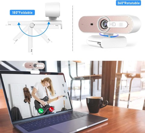KAMERA INTERNETOWA KOMPUTEROWA ASHU USB 1080P ROSE GOLD AUTOFOKUS MIKROFON KAMERA INTERNETOWA KOMPUTEROWA ASHU USB 1080P ROSE GOLD AUTOFOKUS MIKROFON
