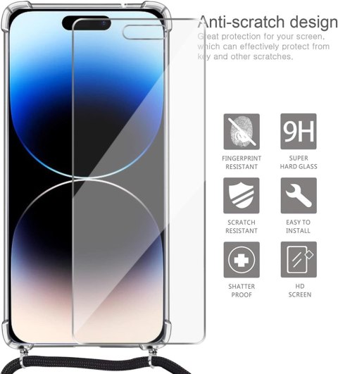 ZESTAW APPLE IPHONE 14 PRO ETUI + SZKŁO HARTOWANE + SMYCZ + RYSIK CZARNY ZESTAW APPLE IPHONE 14 PRO ETUI + SZKŁO HARTOWANE + SMYCZ + RYSIK CZARNY