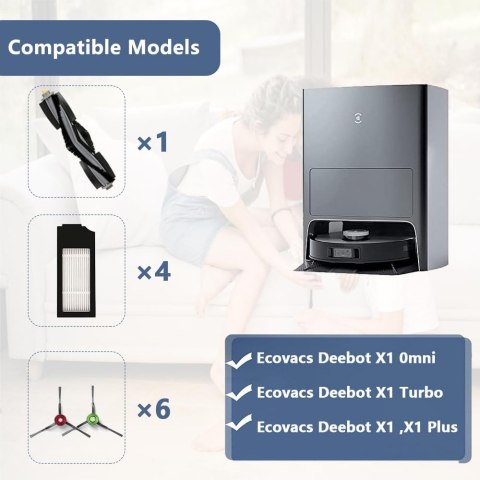 ZESTAW CZĘŚCI DO ECOVACS DEEBOT X1 TURBO/OMNI/PLUS SZCZOTKI FILTRY HEPA ZESTAW CZĘŚCI DO ECOVACS DEEBOT X1 TURBO/OMNI/PLUS SZCZOTKI FILTRY HEPA