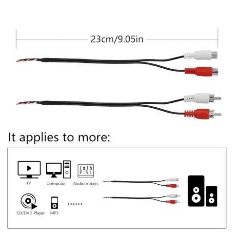 2X KABEL ROZGAŁĘŹNY Y AUDIO 2 WTYKI RCA KABEL STEREO 2X KABEL ROZGAŁĘŹNY Y AUDIO 2 WTYKI RCA KABEL STEREO
