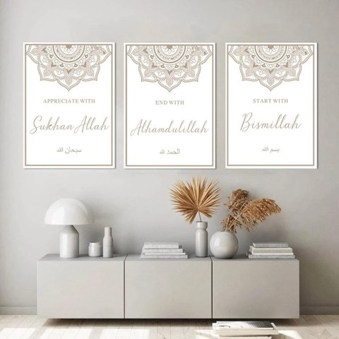 3X OBRAZY NA ŚCIANĘ ISLAMSKIE NA PŁÓTNIE BOHO CYTATY BEZ RAMKI 50X70CM 3X OBRAZY NA ŚCIANĘ ISLAMSKIE NA PŁÓTNIE BOHO CYTATY BEZ RAMKI 50X70CM