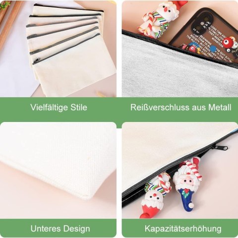 6X KOSMETYCZKA TKANINA Z ZAMKIEM DIY DO POMALOWANIA HAFTU PIÓRNIK 6X KOSMETYCZKA TKANINA Z ZAMKIEM DIY DO POMALOWANIA HAFTU PIÓRNIK