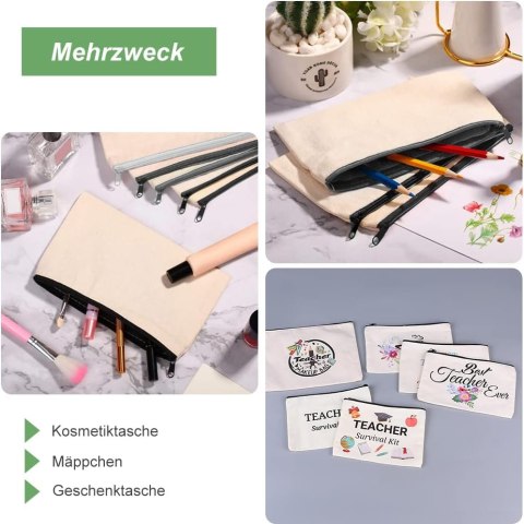 6X KOSMETYCZKA TKANINA Z ZAMKIEM DIY DO POMALOWANIA HAFTU PIÓRNIK 6X KOSMETYCZKA TKANINA Z ZAMKIEM DIY DO POMALOWANIA HAFTU PIÓRNIK