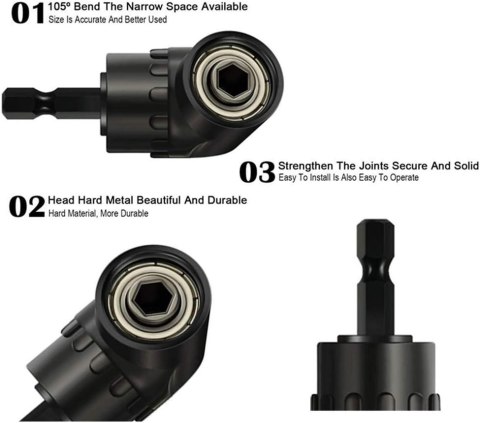 ADAPTER NASADOWY DO KLUCZA KĄTOWEGO BITY 105° + 1/4 3/8 1/2 CALA Cr-V ADAPTER NASADOWY DO KLUCZA KĄTOWEGO BITY 105° + 1/4 3/8 1/2 CALA Cr-V