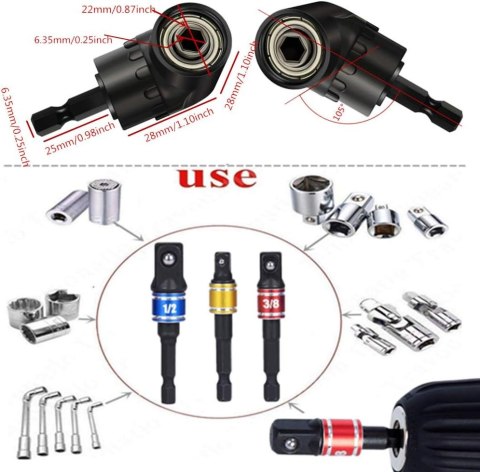 ADAPTER NASADOWY DO KLUCZA KĄTOWEGO BITY 105° + 1/4 3/8 1/2 CALA Cr-V ADAPTER NASADOWY DO KLUCZA KĄTOWEGO BITY 105° + 1/4 3/8 1/2 CALA Cr-V