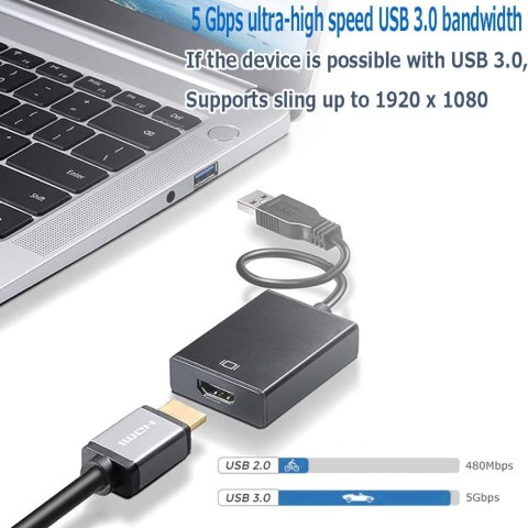 ADAPTER USB 3.0 2.0 NA HDMI KONWERTER KABLA GRAFICZNEGO ADAPTER USB 3.0 2.0 NA HDMI KONWERTER KABLA GRAFICZNEGO