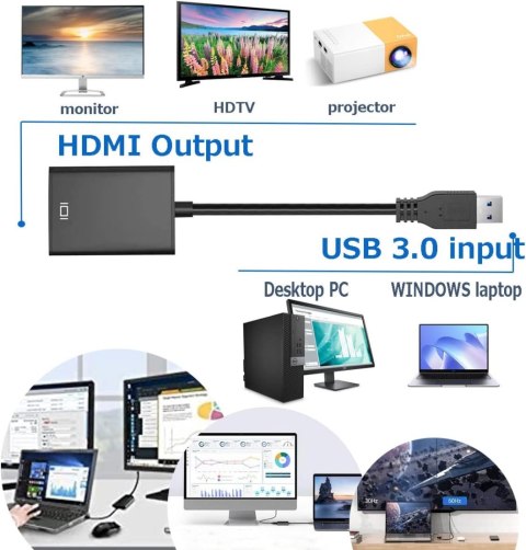 ADAPTER USB 3.0 2.0 NA HDMI KONWERTER KABLA GRAFICZNEGO ADAPTER USB 3.0 2.0 NA HDMI KONWERTER KABLA GRAFICZNEGO