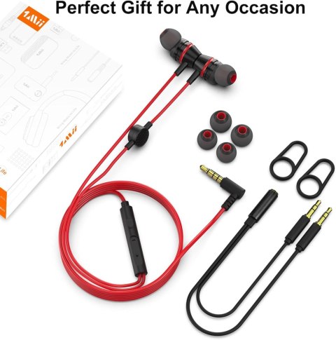 ANKBIT E100Pro SŁUCHAWKI DOUSZNE PRZEWODOWE Z MIKROFONEM NOISE CZERWONE