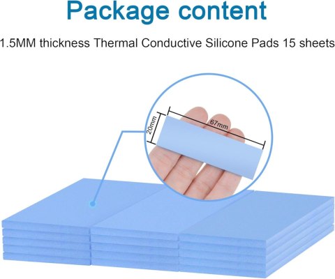 CHŁODZĄCA PODKŁADKA SILIKONOWA DO SSD CPU GPU LED IC 1,5 mm x 15szt NIEBIESKA CHŁODZĄCA PODKŁADKA SILIKONOWA DO SSD CPU GPU LED IC 1,5 mm x 15szt NIEBIESKA