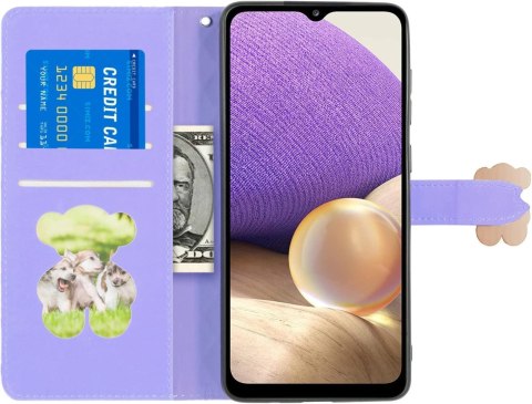 ETUI SAMSUNG GALAXY A32 5G Z KLAPKĄ ZAMYKANE FIOLETOWE MIŚ ETUI SAMSUNG GALAXY A32 5G Z KLAPKĄ ZAMYKANE FIOLETOWE MIŚ