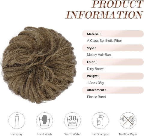 GUMKA DO WŁOSÓW Z WŁOSAMI TRESKA MESSY BUN DOCZEPIANY KOK CHŁODNY BRĄZ GUMKA DO WŁOSÓW Z WŁOSAMI TRESKA MESSY BUN DOCZEPIANY KOK CHŁODNY BRĄZ