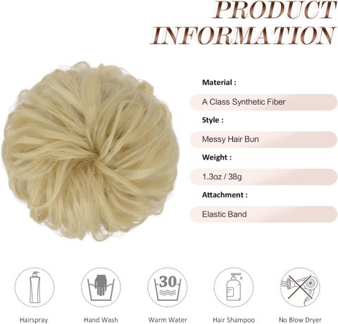 GUMKA DO WŁOSÓW Z WŁOSAMI TRESKA MESSY BUN DOCZEPIANY KOK JASNY BLOND GUMKA DO WŁOSÓW Z WŁOSAMI TRESKA MESSY BUN DOCZEPIANY KOK JASNY BLOND