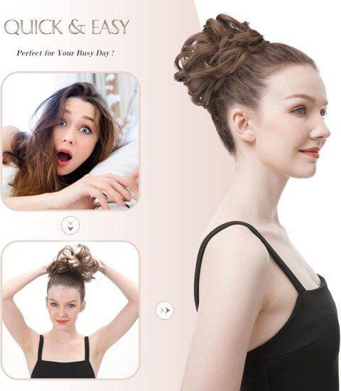 GUMKA DO WŁOSÓW Z WŁOSAMI TRESKA MESSY BUN DOCZEPIANY KOK JASNY BLOND GUMKA DO WŁOSÓW Z WŁOSAMI TRESKA MESSY BUN DOCZEPIANY KOK JASNY BLOND