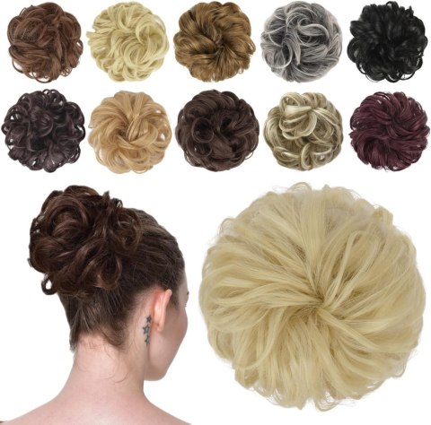 GUMKA DO WŁOSÓW Z WŁOSAMI TRESKA MESSY BUN DOCZEPIANY KOK JASNY BLOND GUMKA DO WŁOSÓW Z WŁOSAMI TRESKA MESSY BUN DOCZEPIANY KOK JASNY BLOND