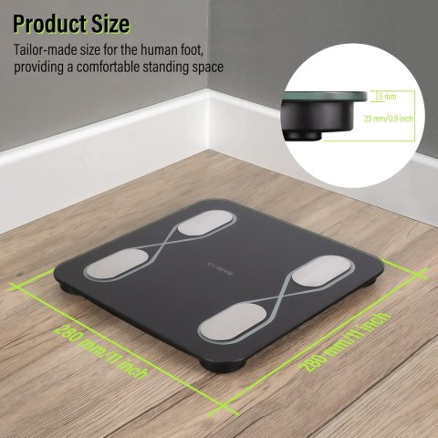 INTELIGENTNA WAGA ŁAZIENKOWA POMIAR TKANKI TŁUSZOWEJ BMI BLUETOOTH CZARNA INTELIGENTNA WAGA ŁAZIENKOWA POMIAR TKANKI TŁUSZOWEJ BMI BLUETOOTH CZARNA