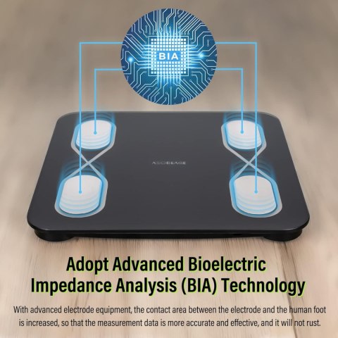 INTELIGENTNA WAGA ŁAZIENKOWA POMIAR TKANKI TŁUSZOWEJ BMI BLUETOOTH CZARNA INTELIGENTNA WAGA ŁAZIENKOWA POMIAR TKANKI TŁUSZOWEJ BMI BLUETOOTH CZARNA