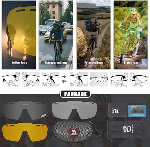 OKULARY ROWEROWE MTB SPOLARYZOWANE 3X LUSTRZANE SOCZEWKI HD OKULARY ROWEROWE MTB SPOLARYZOWANE 3X LUSTRZANE SOCZEWKI HD